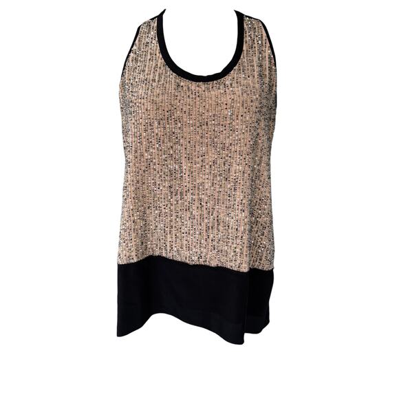 Eileen Fisher Silk Sleeveless Sequin Beaded Top‎ Gold Size SP Small Petite - Picture 2 of 9